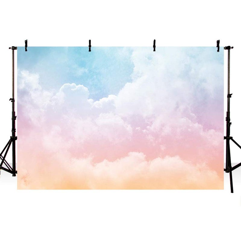 MEHOFOND 7x5ft Rainbow Cloud Backdrop for Birthday Party Decorations Colorful Sky Girl Birthday Photography Background Baby Shower Banner Cake Table Studio Photo Props - Image 1